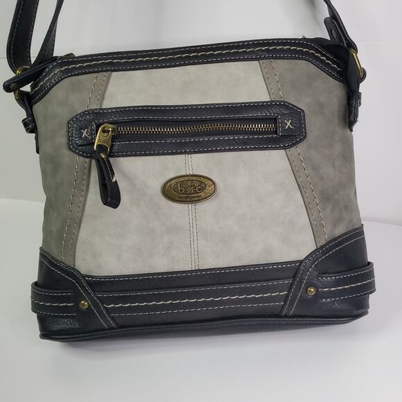 B.O.C. Born Concepts Handbags - B.O.C. Born Concepts Gray and Black Vinyl Tote Shoulder Handbag Purse Medium